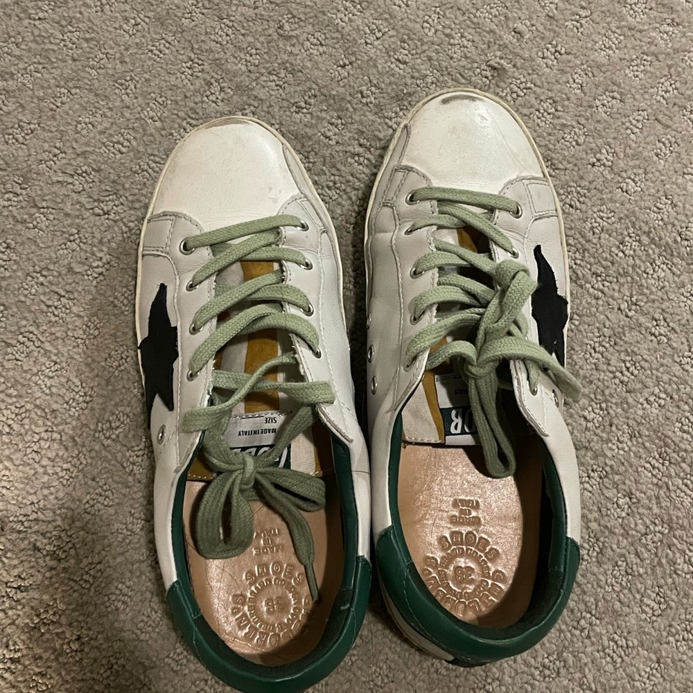 Golden Goose Green and white Leather All Star Sneaker